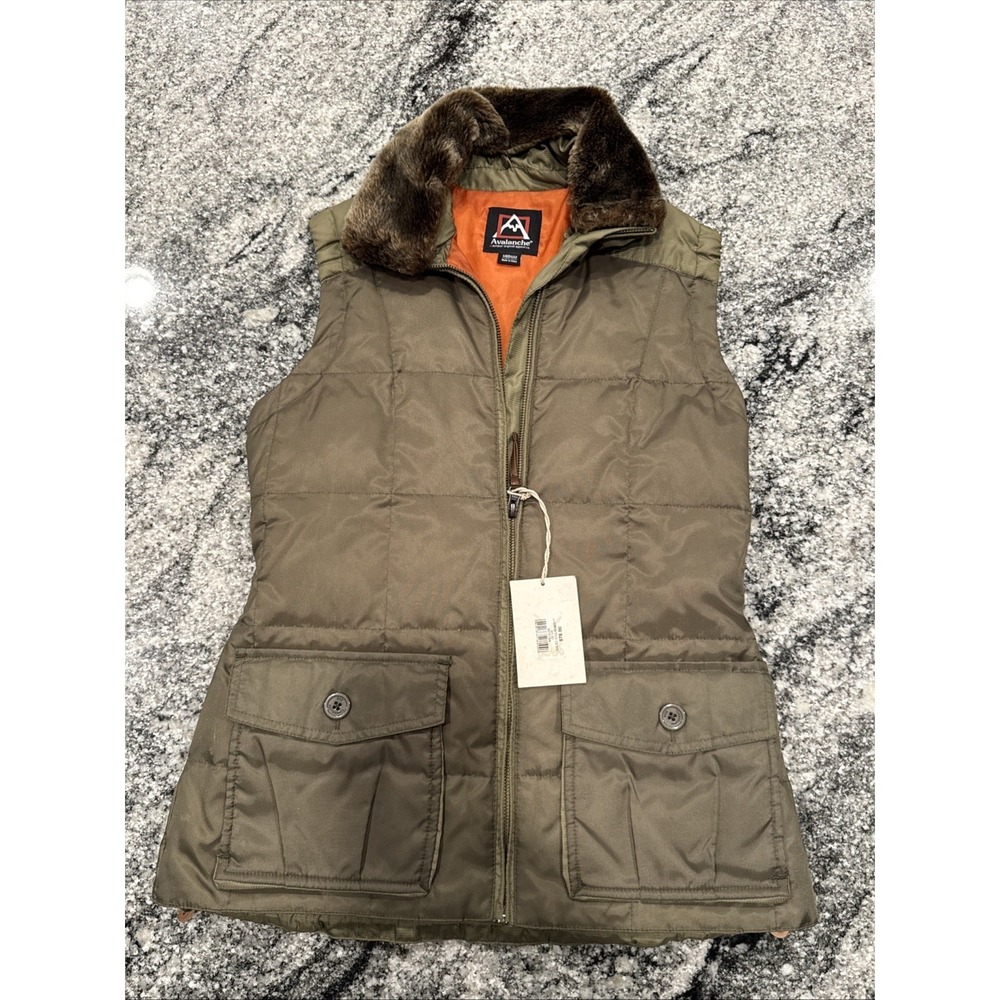 Avalanche‎ Quilted Faux Neck Vest Sz Medium Retail $78 Olive w Adjustable Cord